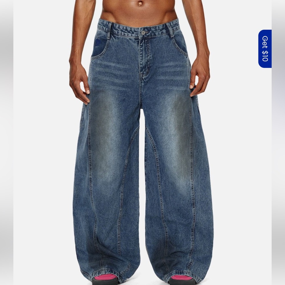 Aelfric Eden Wide Leg Washed Blue Men's Jeans